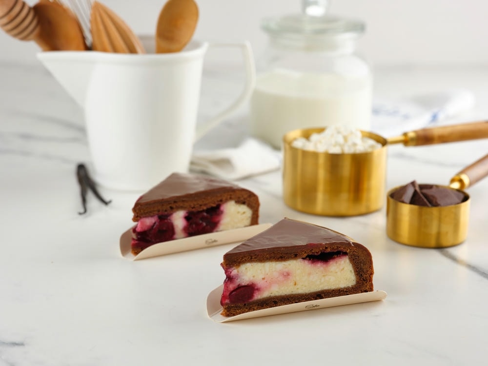 Slice of Cottage Cheese Cherry Pie